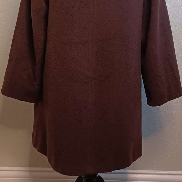 Vintage Cinzia Rocca 100% Wool Sz‎ 8 Old Money Wide-Collar Brown Neutral Coat - Picture 9 of 15